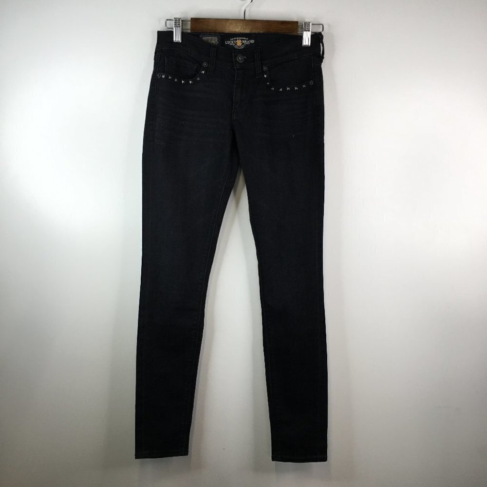 Lucky Brand Charlie Skinny Low Rise Slim Fit Black Jeans Size 2/26 NWT